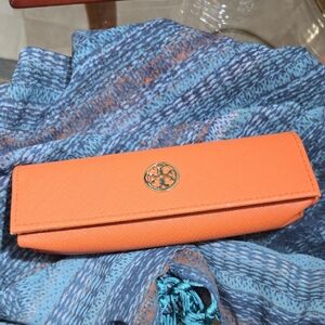 Tory Burch Vibrant Orange Glasses Case With Logo